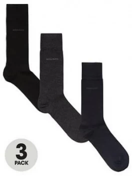 Image of Hugo Boss 3 Pack Socks Black/Navy/Grey