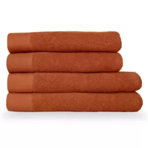 Image of Textured Weave 4 Piece Bath Towel/Sheet Towel Set Pecan