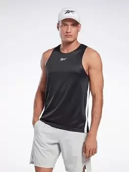Image of Reebok Workout Ready Mesh Tank Top, Black, Size L, Men