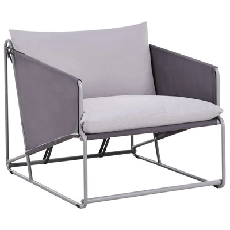 Image of Beliani Garden Chair With Cushion Ponte Metal Grey