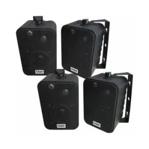 Image of Loops - 2x Pair 4' 2 Way Stereo Speakers 70W 8 Ohm Black Wall Mounted Background Music