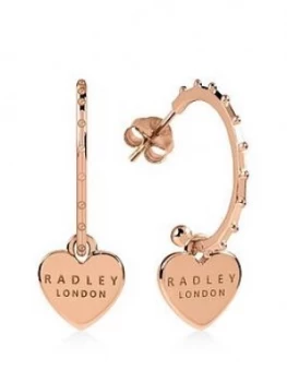 Image of Radley Rose Gold Plated Sterling Silver Heart Charm Hoop Ladies Earrings