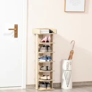 Image of HOMCOM 7 Tier Shoe Rack Organizer Storage Shelf Wooden Display Cabinet for Entryway Living Room Bedroom Oak
