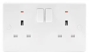 Image of Wickes 13A Slimline Twin Switched Neon Socket - White