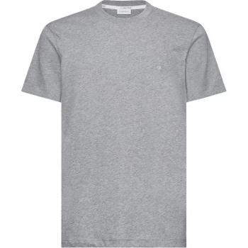 Image of Calvin Klein Cotton Logo Embroidery T-Shirt - Mid Gry Hther