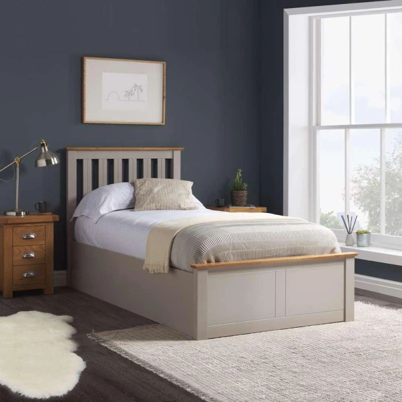 Image of ASC Sydney 3ft Single Pearl Grey Wooden Ottoman Bed Frame
