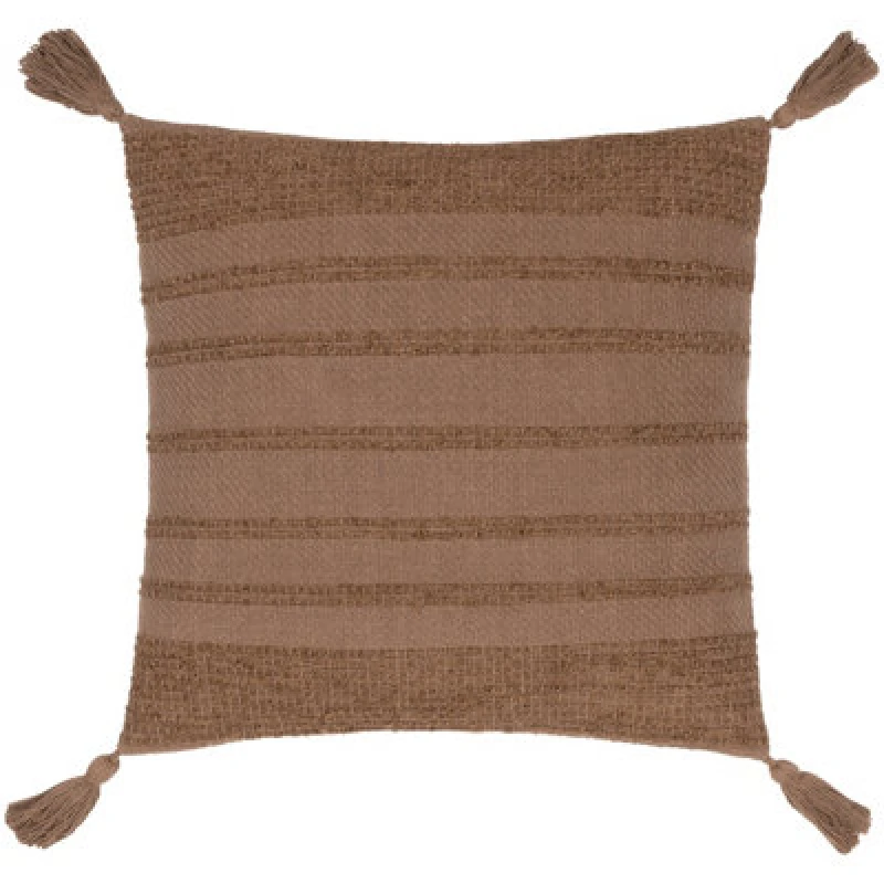 Image of Yard Larch Woven Tasselled Cushion in Brown Size: 45cm x 45cm Brown Unisex 45cm x 45 cm