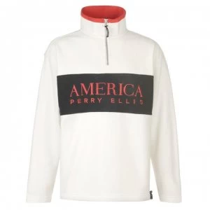 Image of PERRY ELLIS quarter Zip Sweatshirt - Beige