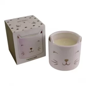 Image of Fragranced Candle in Ceramic Cat Pot, Fresh Linen