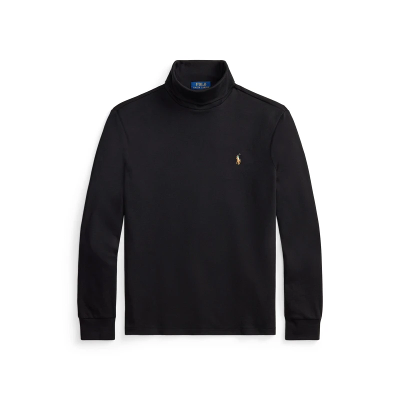 Image of Polo Ralph Lauren Soft Cotton Roll Neck Jumper Polo Black male M