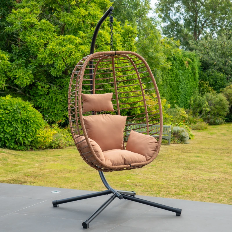 Image of Artemis Home Appleford Hanging Swing Single Egg Pod Chair in Brown Brown Unisex