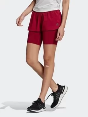 Image of adidas Run Icons Two-in-one Running Shorts, Red, Size L, Women