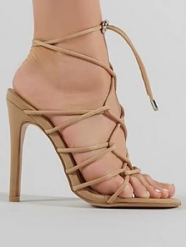 Image of Public Desire Savvy Ankle Tie Heeled Sandals - Nude