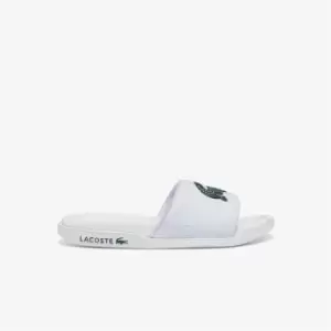 Image of Lacoste Mens Croco Dualiste Synthetic Logo Strap Slides Size 9 UK White & Dark Green