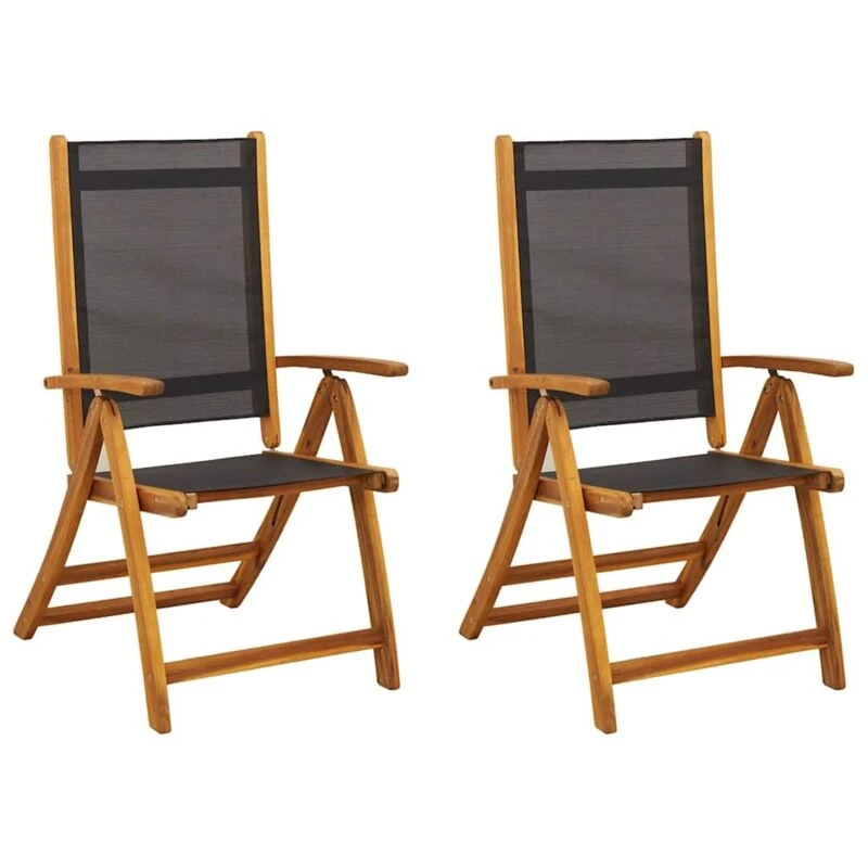 Image of VIDAXL Folding Garden Chairs 2 pcs Solid Acacia Wood and Textilene Vidaxl 41747
