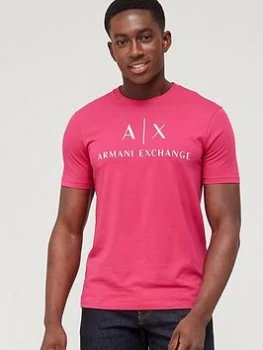 Image of Armani Exchange Classic Logo T-Shirt &ndash; Pink, Size S, Men