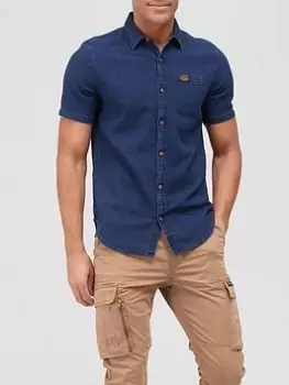 Image of Superdry Vintage Loom S/s Shirt, Navy Size M Men