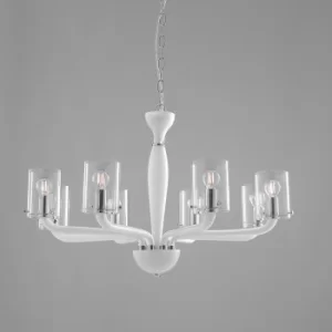 Image of AURORA 8 Light Chandeliers with Shades White 79.2x48cm