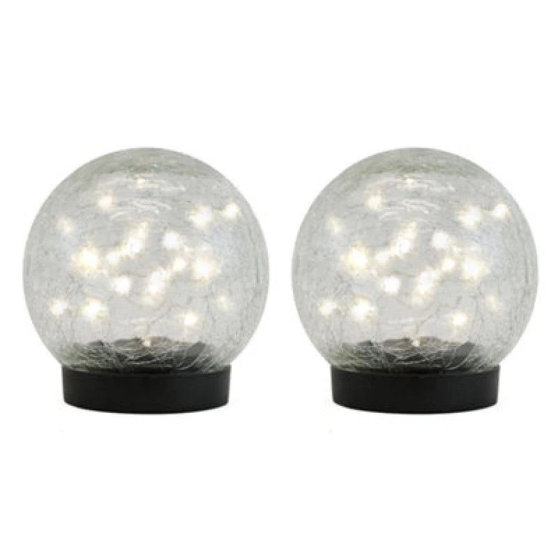 Image of Gardenwize Pair Of Solar Powered LED Crackle Balls Decorative Outdoor Garden Lights