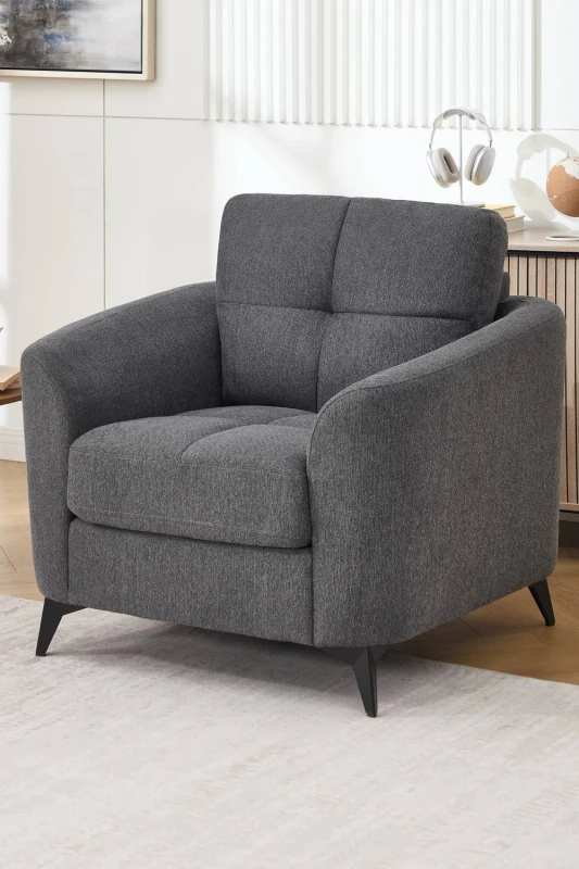 Image of More4Homes Solna Modern Scandi Style Fabric Living Room Chair (Charcoal)