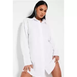Image of I Saw It First White Sequin Oversized Shirt Dress - White