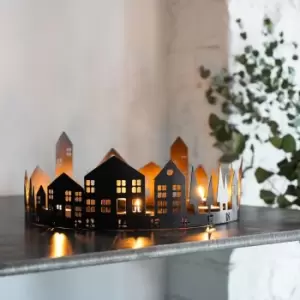 Image of Ivyline Round Advent Tealight Centrepiece Metal Black W33cm