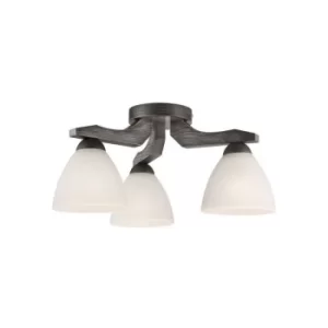 Image of Adriano Multi Arm Semi Flush Ceiling Light, Glass Shades, Graphite, 3x E27