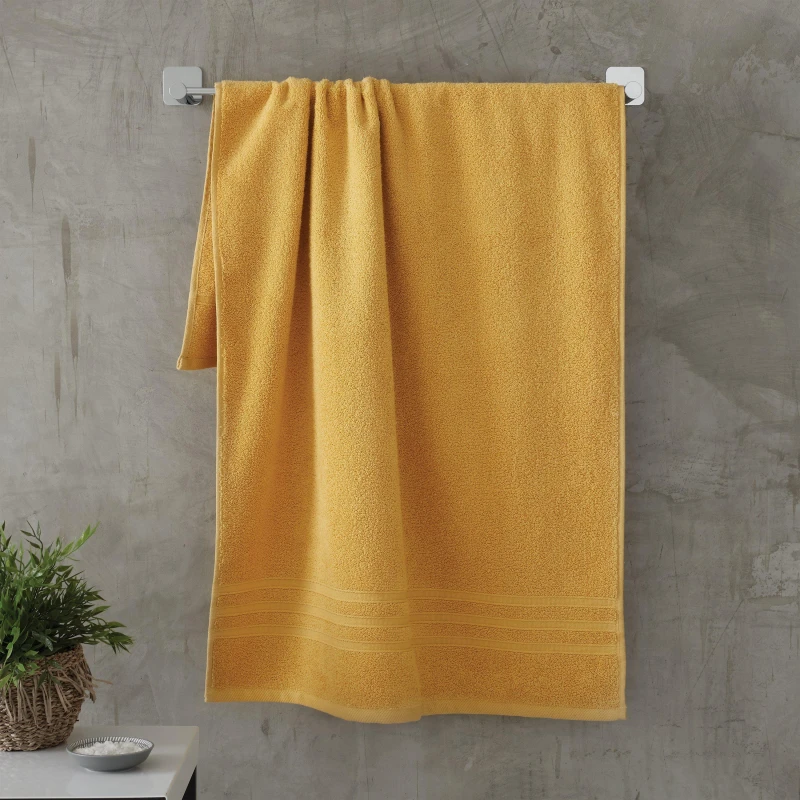 Image of Catherine Lansfield Zero Twist Cotton Bath Towel - Yellow Yellow Bath Towel