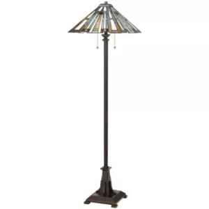 Image of Elstead Quoizel Maybeck Tiffany Floor Lamp Valiant Bronze
