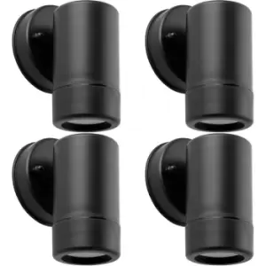 Image of 4 PACK Outdoor IP44 Spot Downlight - Dimmable 7W GU10 LED - Black Wall Light