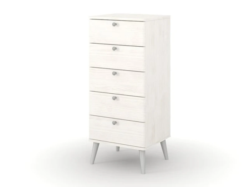 Image of Core Augusta Curve White 5 Drawer Narrow Chest of Drawers