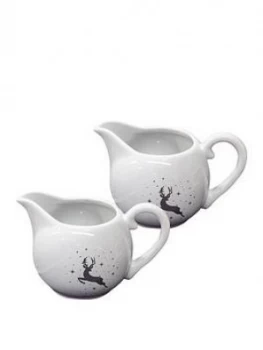Image of Set Of 2 Prancing Christmas Reindeer Stag Milk Jug