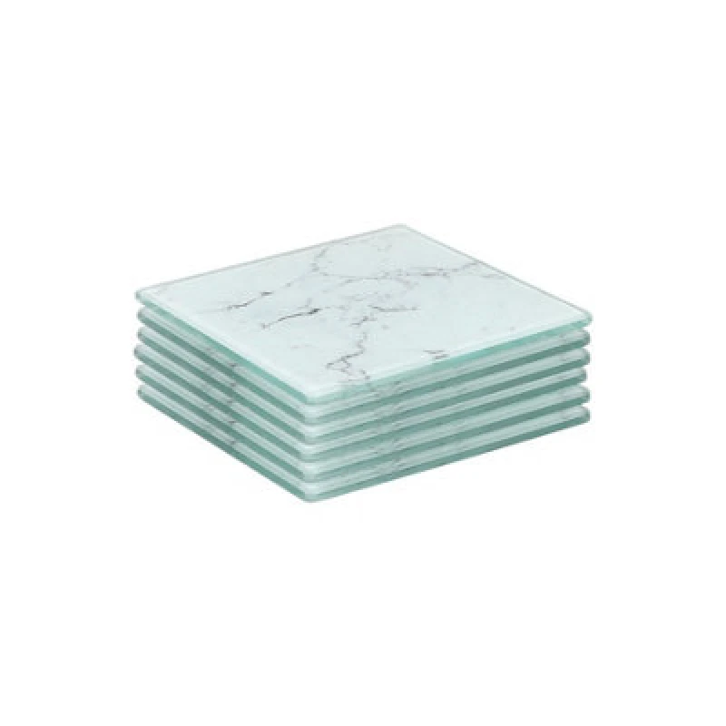 Image of Harbour Housewares 6X Square Glass Coasters - 10Cm - Marble - Tabletop Protection Mat Drink Coaster Decorative Dining Placemat