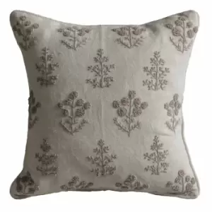 Image of Crossland Grove Floral Embroidered Cushion Natural 450x450mm
