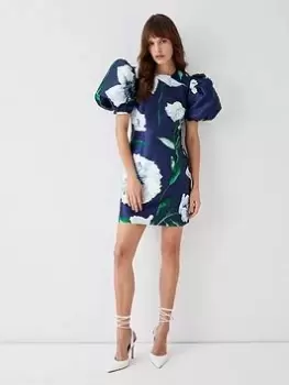 Image of COAST Puff Sleeve Mini Dress - Navy, Blue, Size 12, Women