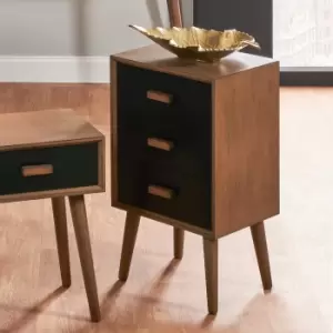 Image of Pacific Klee 3 Drawer Bedside Table, Pine Black