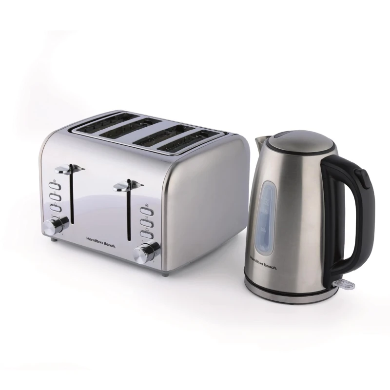 Image of Hamilton Beach Hamilton Beach Rise Brushed Kettle & 4 Slice Toaster Bundle Silver