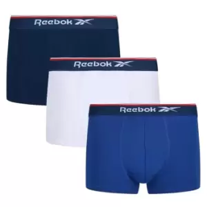 Image of Reebok 3 Pack Logo Trunks Mens - Blue