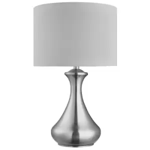 Image of Table Touch Lamp Satin Silver with White Shade, E14