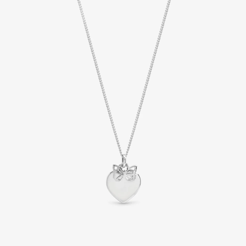 Image of Inicio Butterfly Charm Heart Pendant - Gift Pouch Silver female One Size