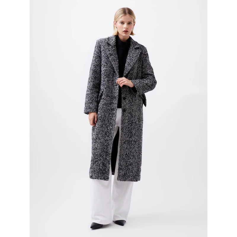 Image of French Connection Womens Chantelle Tailored Overcoat Black White female 14 (L)