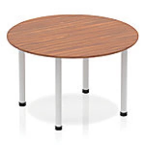Image of Impulse Circle Table 1200 Walnut Post Leg Silver