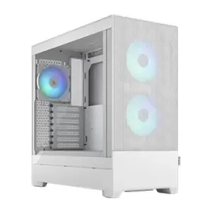 Image of Fractal Design Pop Air RGB (White TG) Gaming Case w/ Clear Glass Window ATX Hexagonal Mesh Front 3 RGB Fans & ARGB Controller