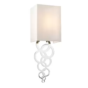 Image of Rosa Small 1 Light Wall Light, Polished Chrome, Ivory Faux Silk Shade
