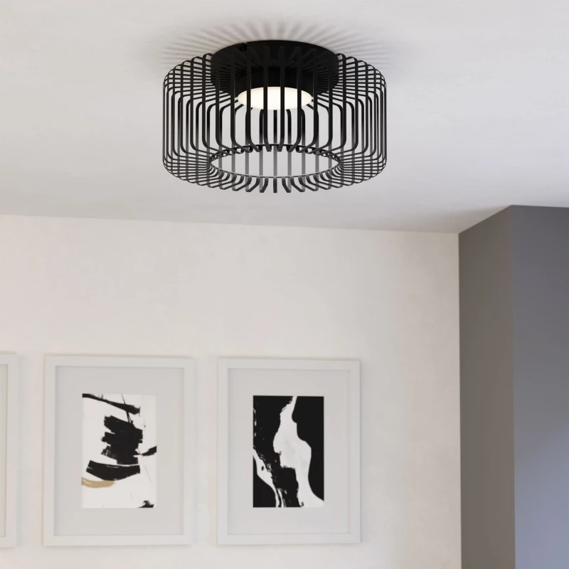 Image of EGLO Ginestrone-Z Black Steel RGB Ceiling Light Black