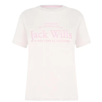 Image of Jack Wills Forstal Boyfriend Logo T-Shirt - Ecru