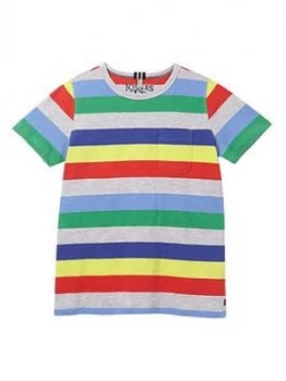 Image of Joules Boys Caspian Stripe T-Shirt - Grey