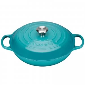 Image of Le Creuset Signature Cast Iron Shallow Casserole Dish - 26cm - Teal