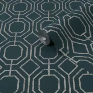 Image of Superfresco Easy Luxe Geo Teal Wallpaper