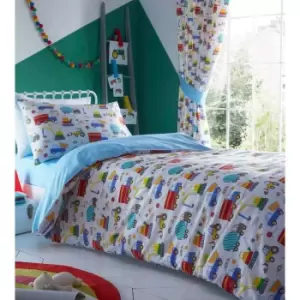 Image of Portfolio Home Kids Club Bright Trucks Duvet Cover And Pillow Case Bed Set - Single